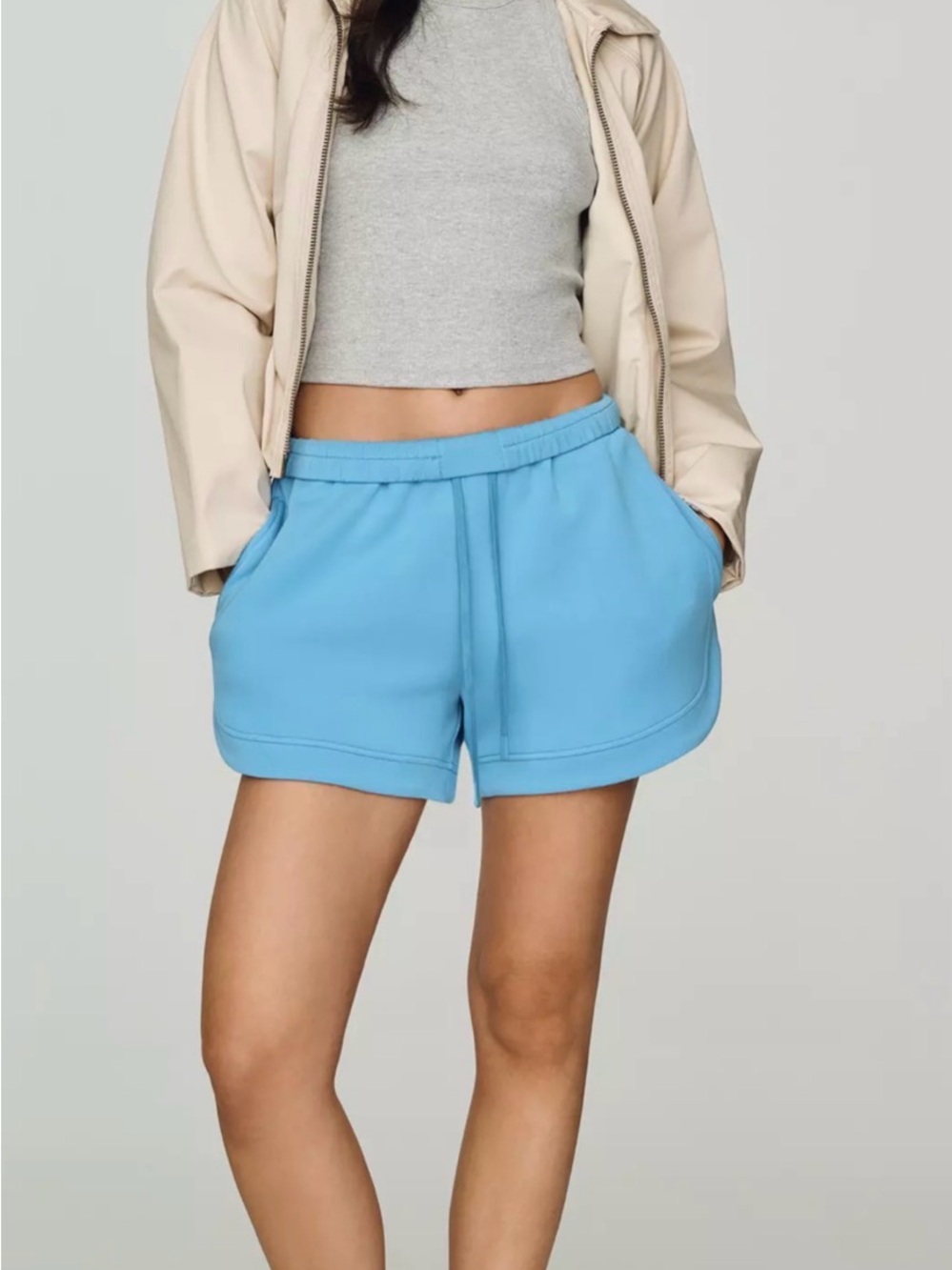 Varley DoubleSoft Women's 2X Ollie High-Rise Drawstring Shorts blue